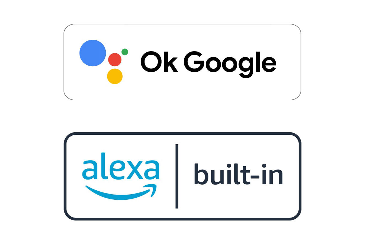 Obrázok loga Ok Google a loga alexa built-in